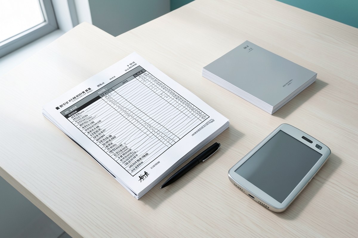 A neatly arranged stack of documents with a pen and a calculator, representing loan amortization schedule analysis